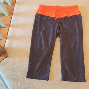 Dark Grey with orange lounge crops Lululemon
